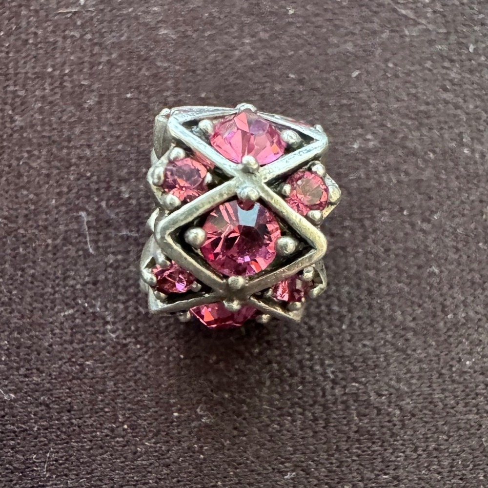 Chamilia Shimmering Stones Charm Sterling Silver Pink Crystal Bead JB-36D